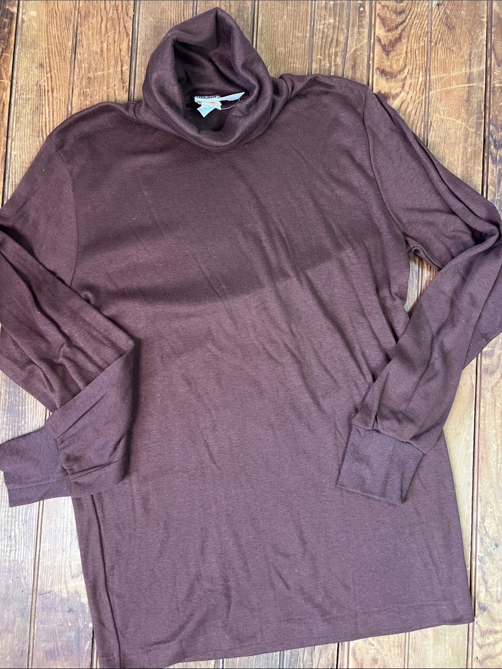 Men's Vintage 80s Skyr Ski WearBrown Turtleneck shirt Top cotton NWT size small